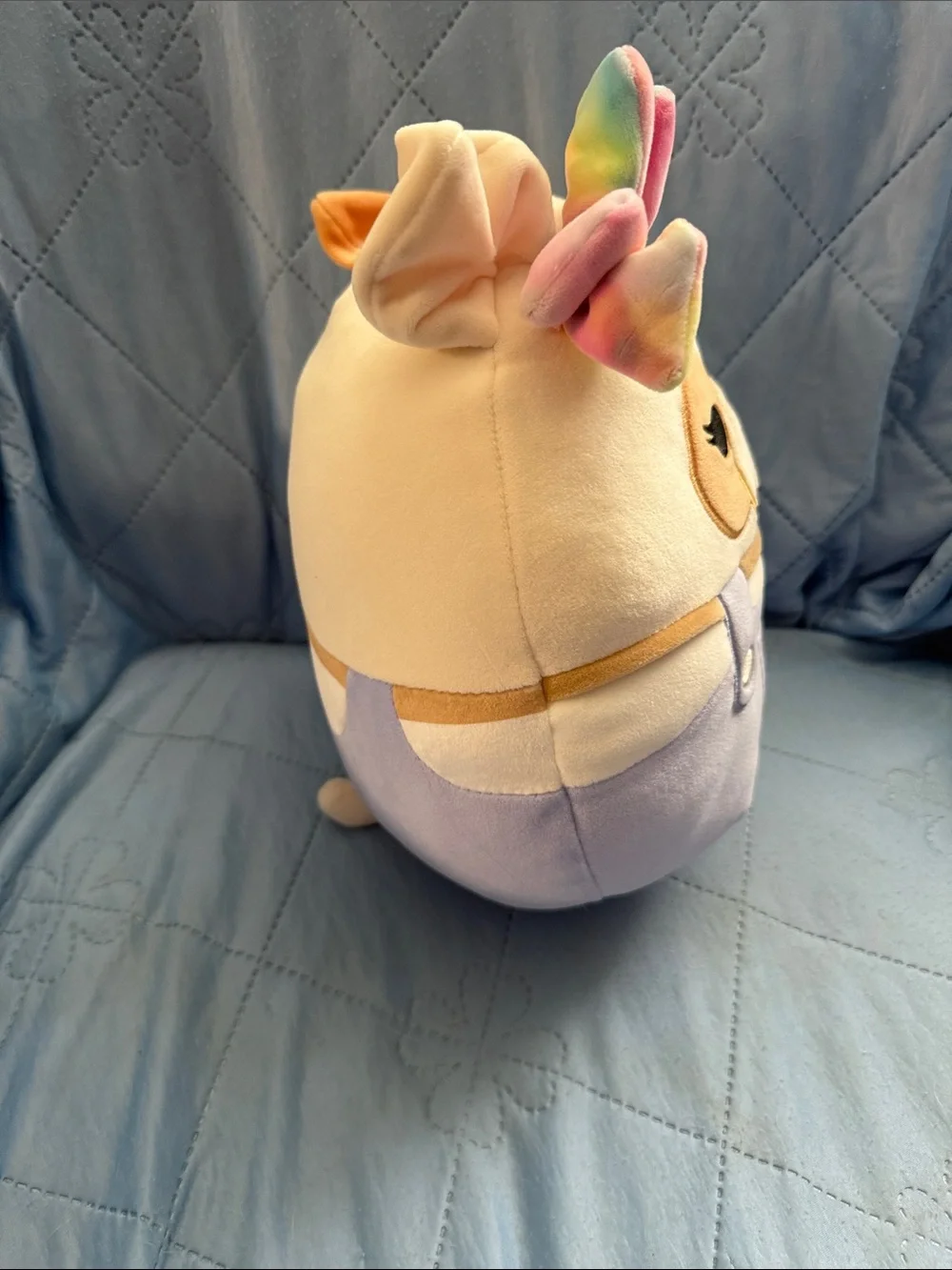 Squishmallows Cream, Tan & Lavender Puppy with Pastel Rainbow Bow